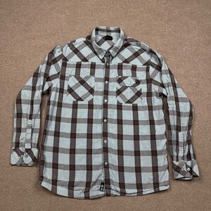 DC Shoes Flannel Shirt Size XL Blue Button Up Long Sleeve Skateboarding Casual